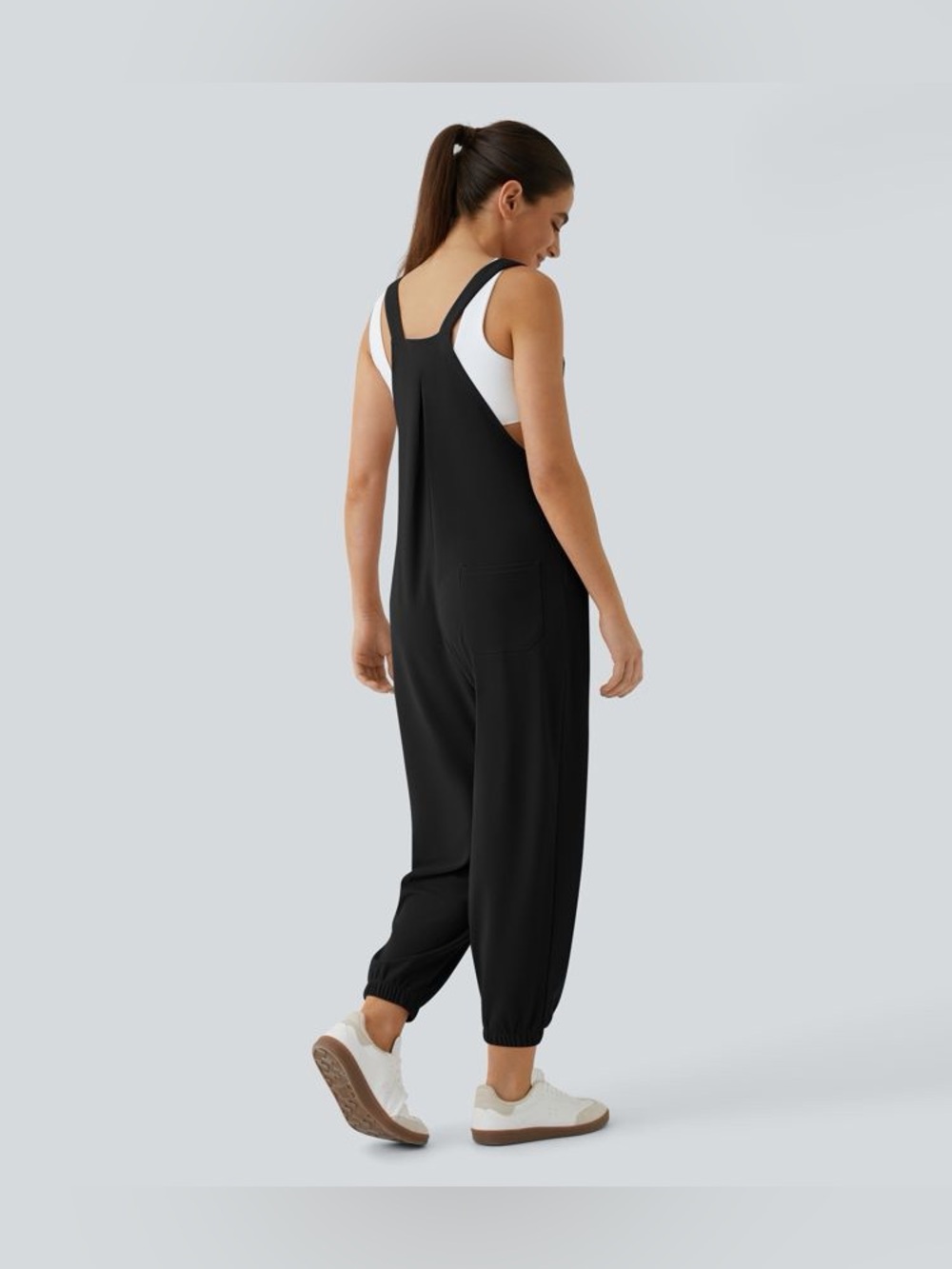 Halara Pockets Waffle Casual Jogger Overalls black size Large NWT - Picture 2 of 12